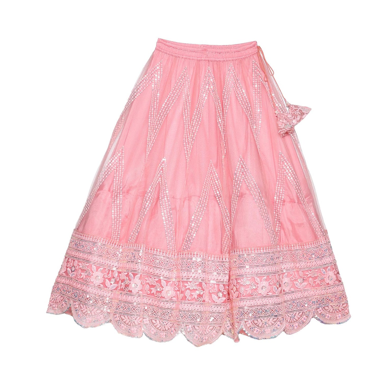 BIBA GIRL SOLID; EMBROIDRED SHORT_KURTA KID(KW5369_PINK_13)