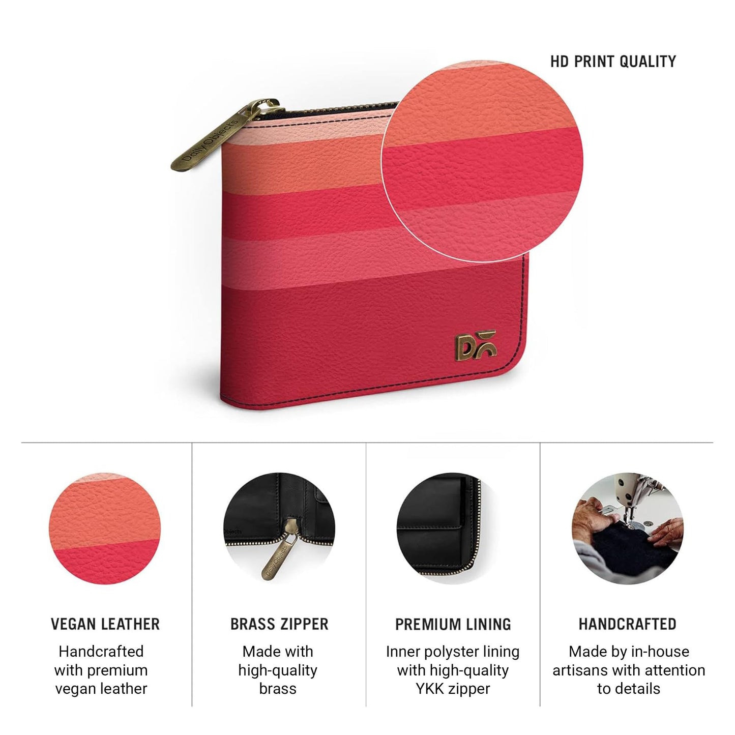 DailyObjects Berry Quin Women's Zip Card and Coin Wallet | Made with Vegan Leather Material | Slim and Easy to Fit in Pocket