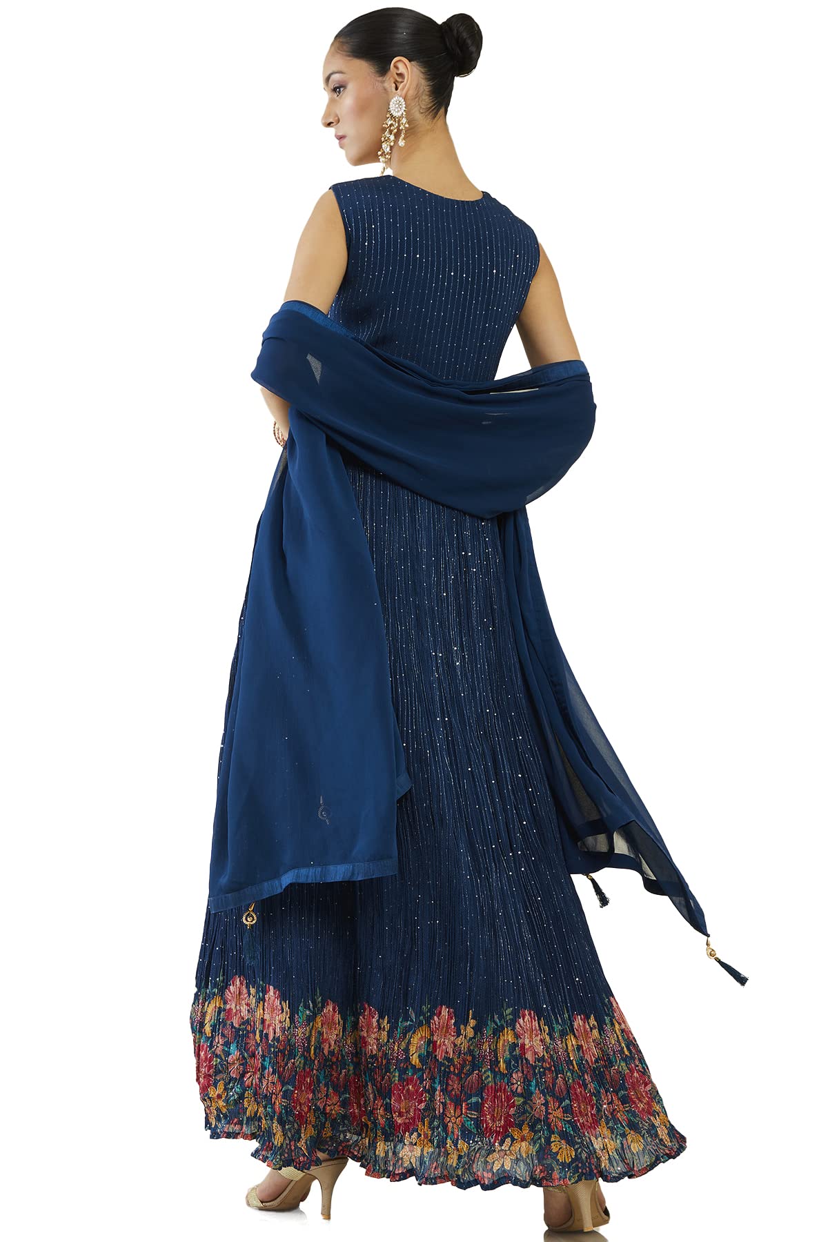 Soch Women Dark Blue Georgette Embroidered Gown (Dark Blue_XL)