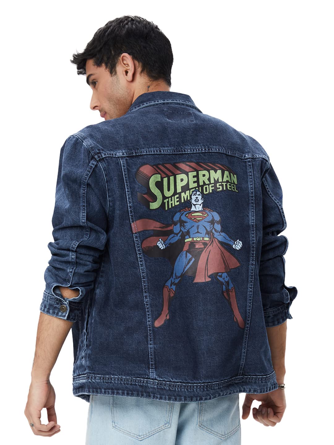 The Souled Store Official Superman: Superpowered Mens and Boys Full Sleeve Regular fit Graphic Printed Cotton Blue Color Jackets