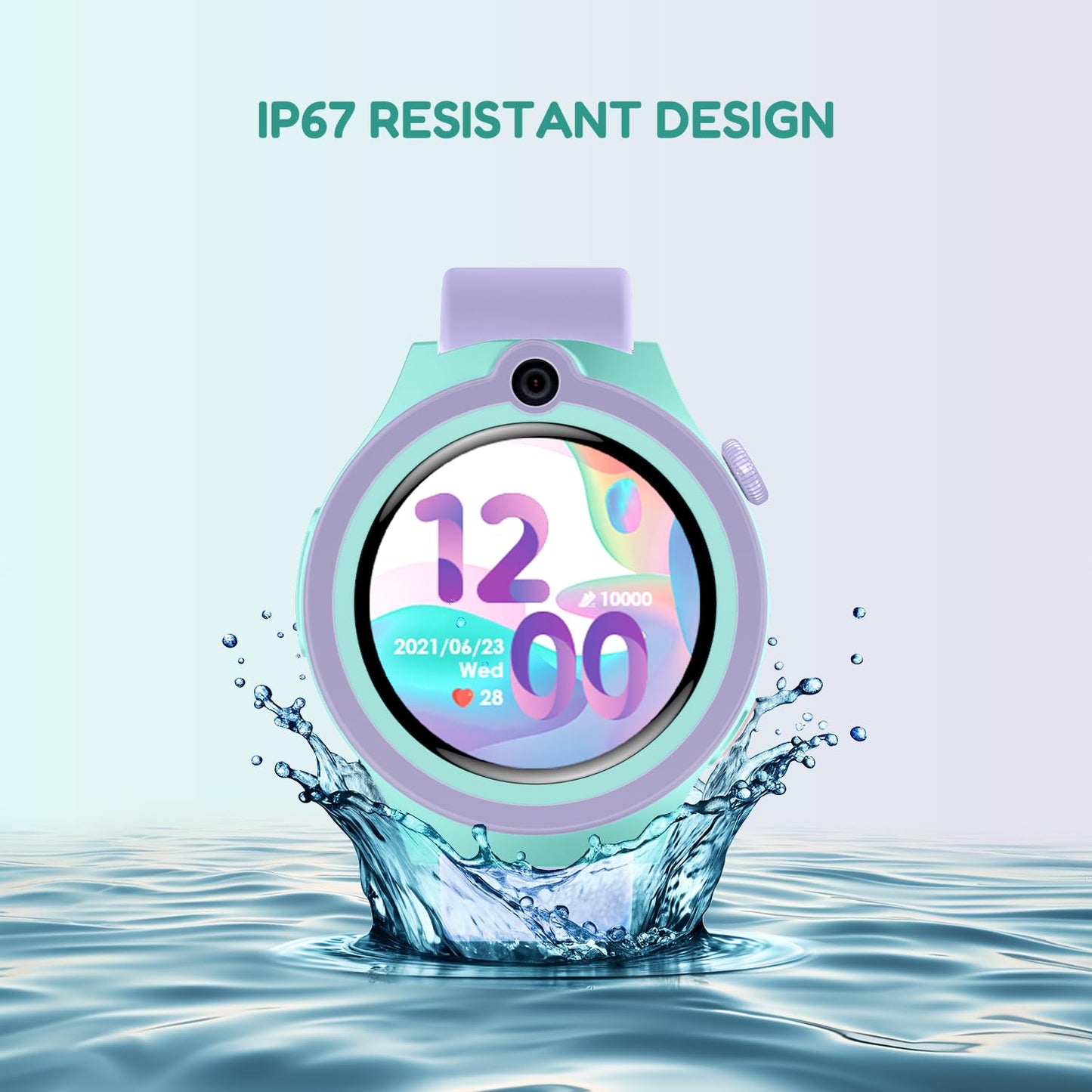 SPIKY Smart Watch for Kids Girls and Boys, GPS Tracking Smartwatch with 4G Sim Support, SOS, Long Battery, WiFi, IP68 | Voice & Video Call Watch (Purple)