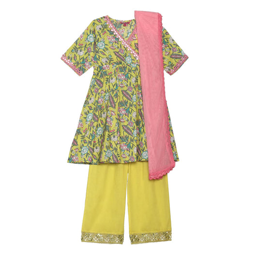 BIBA Girls PRINTED FLARED KID(KWPLAY TALES5867_YELLOW_5)