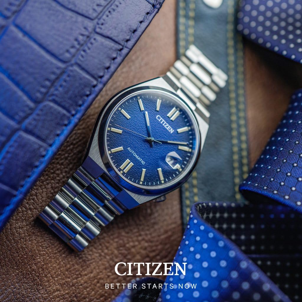 Citizen Automatic Blue Dial Mens Watch NJ0151-88L, Analogue, Stainless Steel, Silver Strap