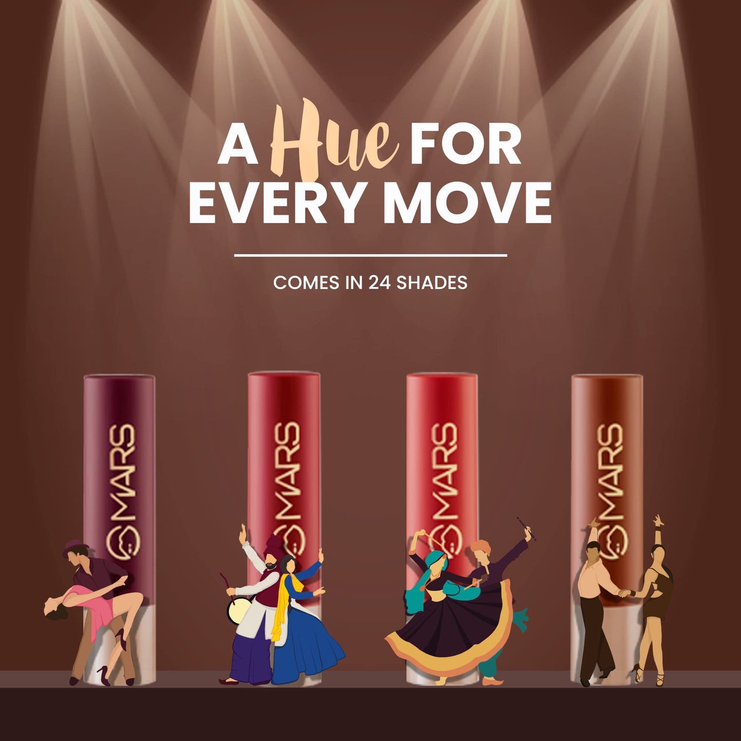 MARS Creamy Matte Long Lasting Lipstick for Women | Creamy Lipstick | Single Swipe Application | Smooth & Light Weight (3.2 gm) (12-Khoobsurat Kuchipudi)