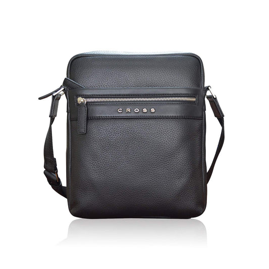 Cross Leather 27 cms Stylish and Trendy Black Messenger Sling Bag for Men and Women Office and Casual Wear(AC021113N-1)