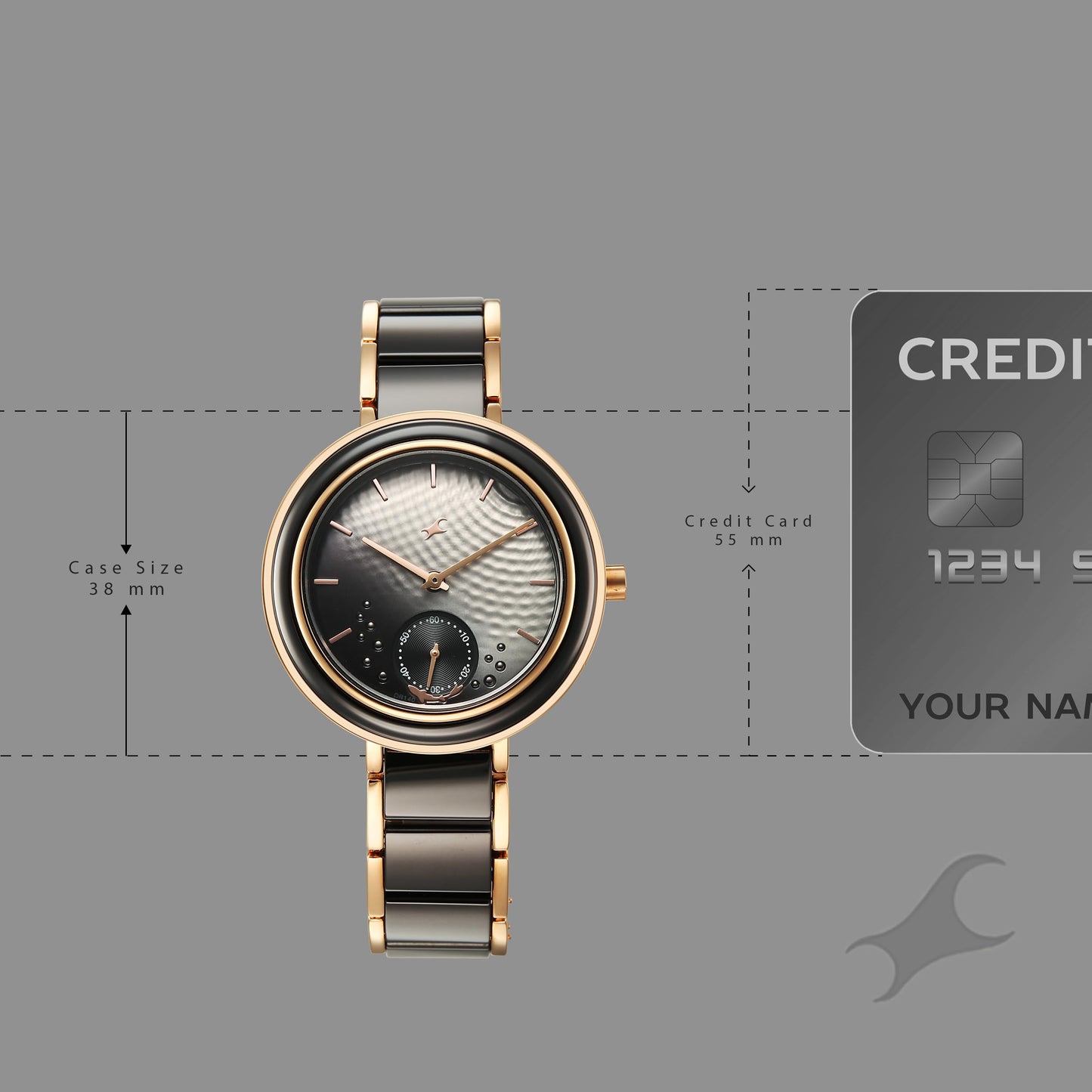 Fastrack Oceanyx - Ceramic Quartz Black Round Dial Women's Watch | Brass Solid Links Material | Multi Color Band - 6315KD03