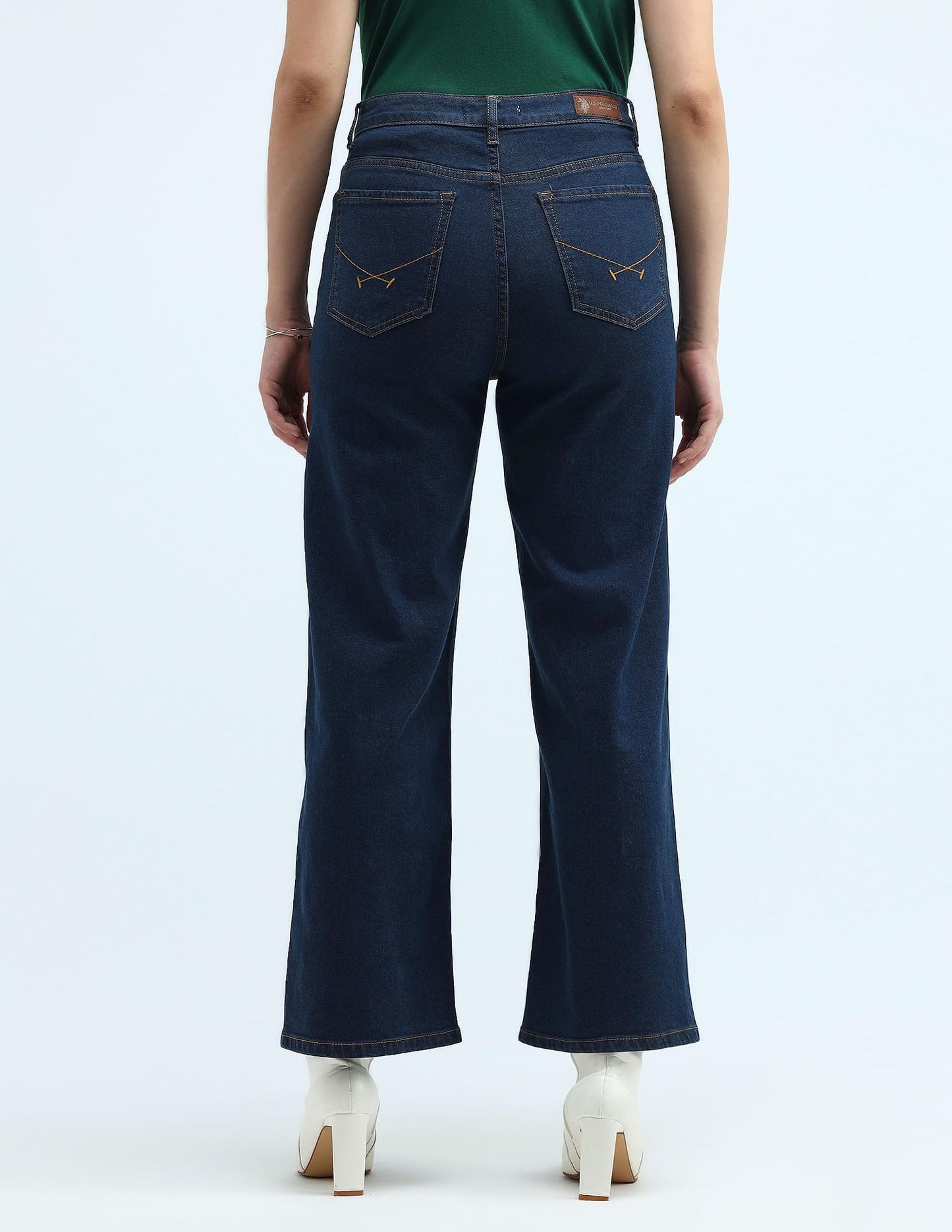 U.S. POLO ASSN. High Rise Wide Leg Jeans (UWAW24JEN266_Blue_28)