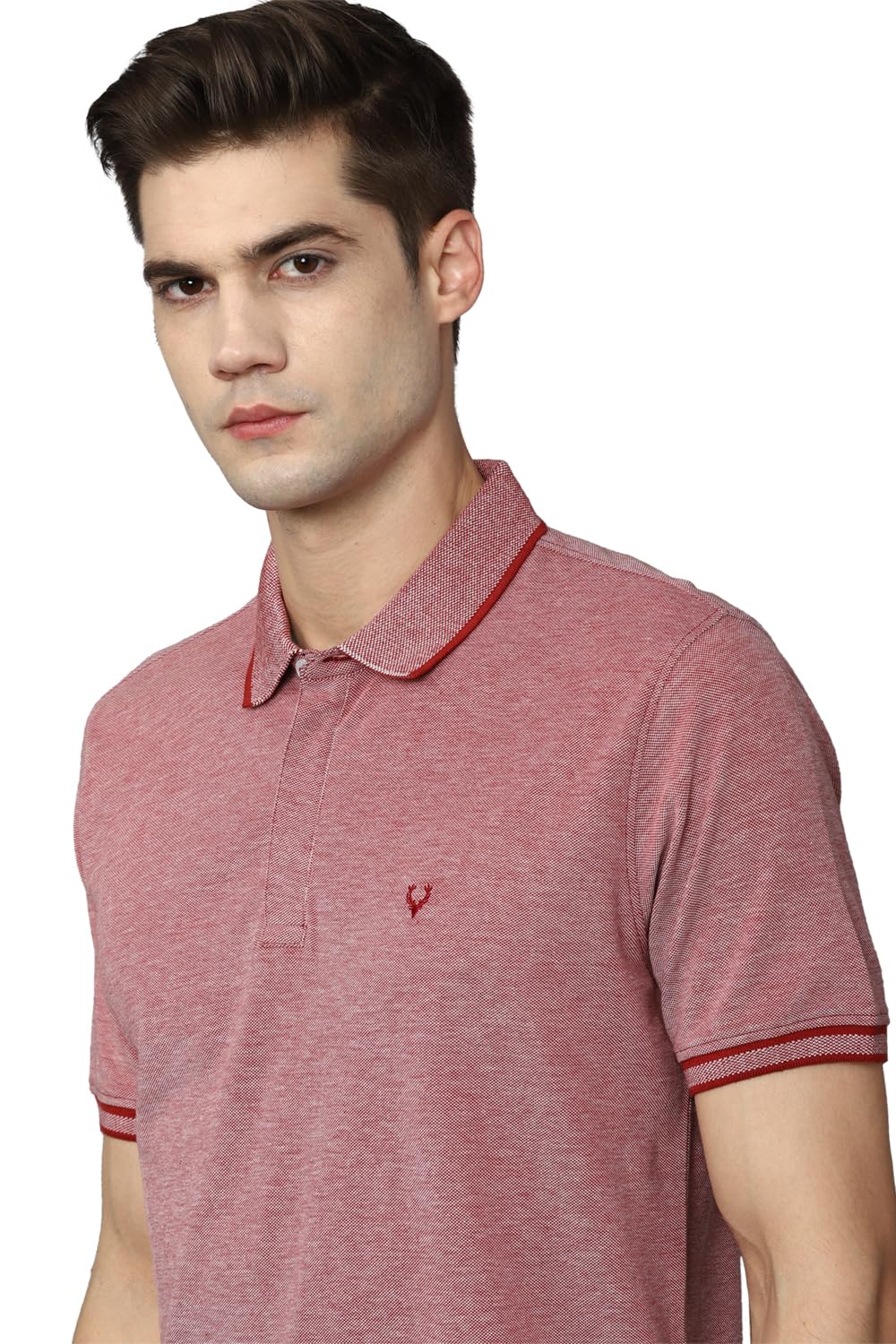 Allen Solly Cotton Men's Solid Regular FiT-Shirt (Askpcurgf681008_Red XL)