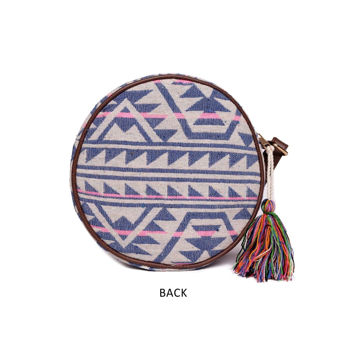 ASTRID Round Sling Bag With Pompoms For Girls And Women (multicolor)
