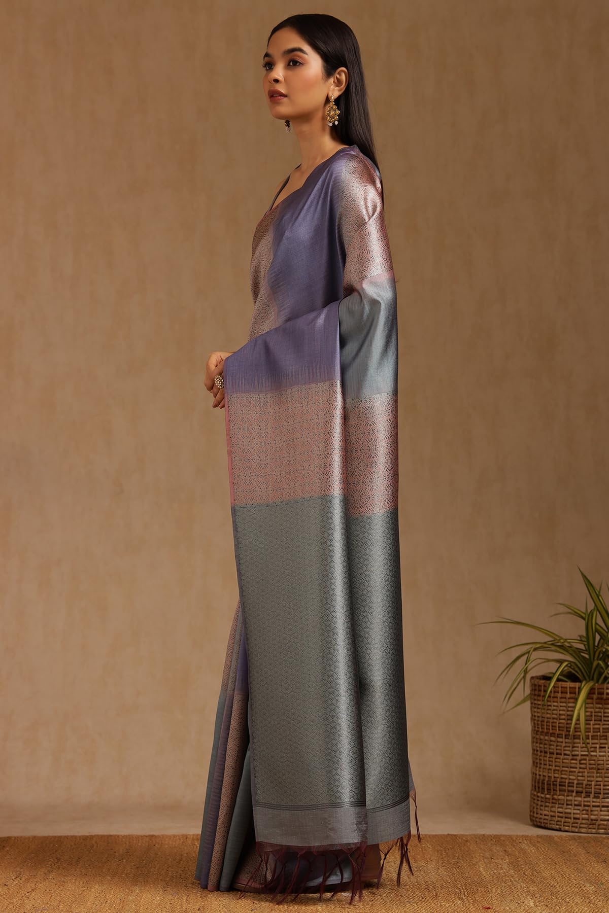 Soch Womens Multicolour Tussar Woven Design Saree