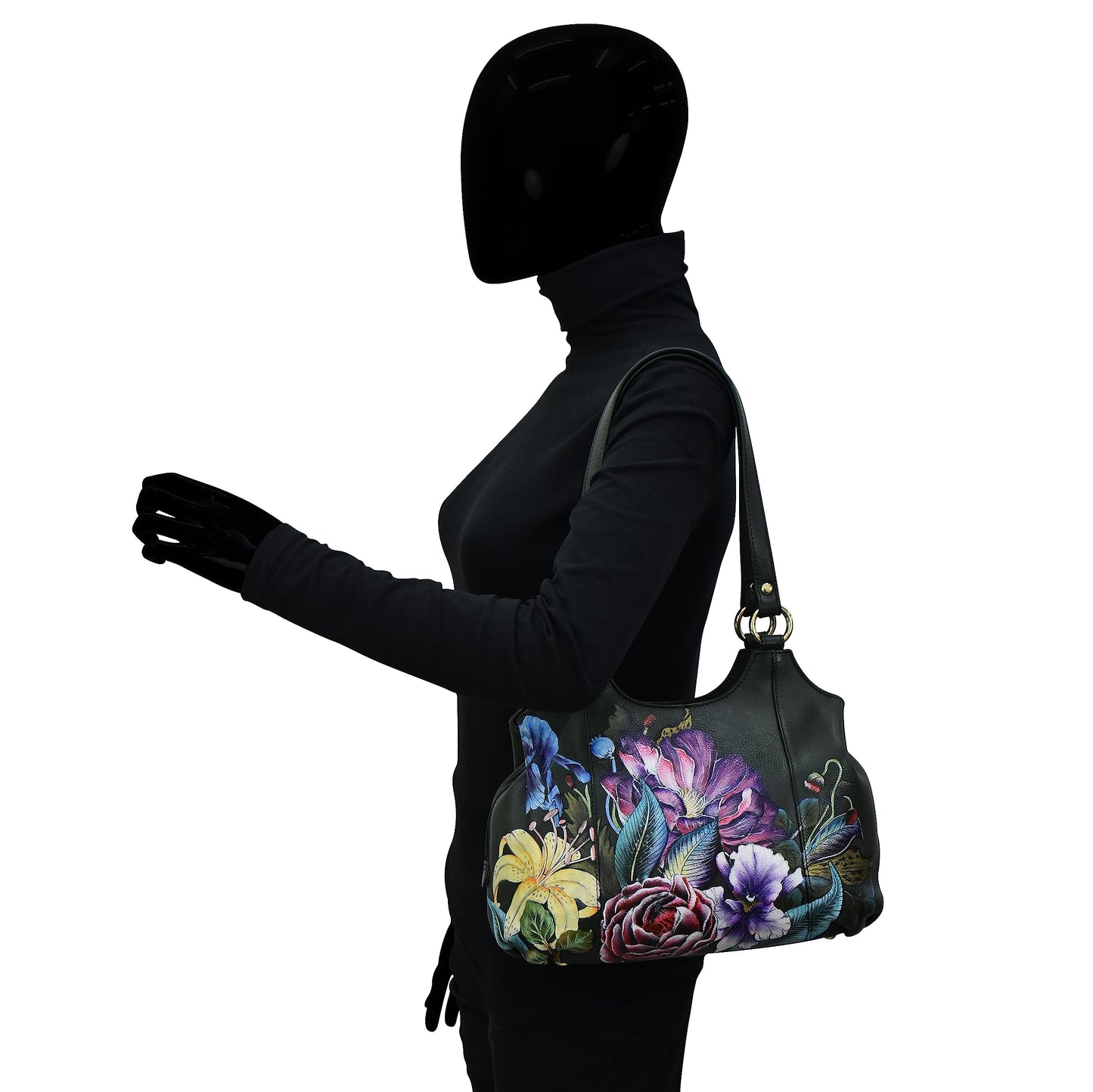 Anuschka Women’s Hand-Painted Genuine Leather Triple Compartment Satchel - Vintage Floral