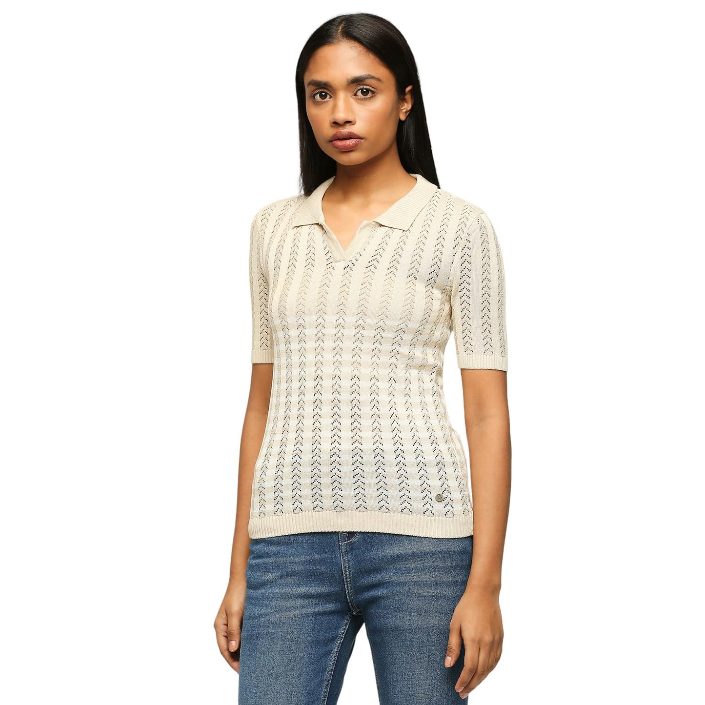 Pepe Jeans Women's Regular Fit T-Shirt (PL702111_Beige