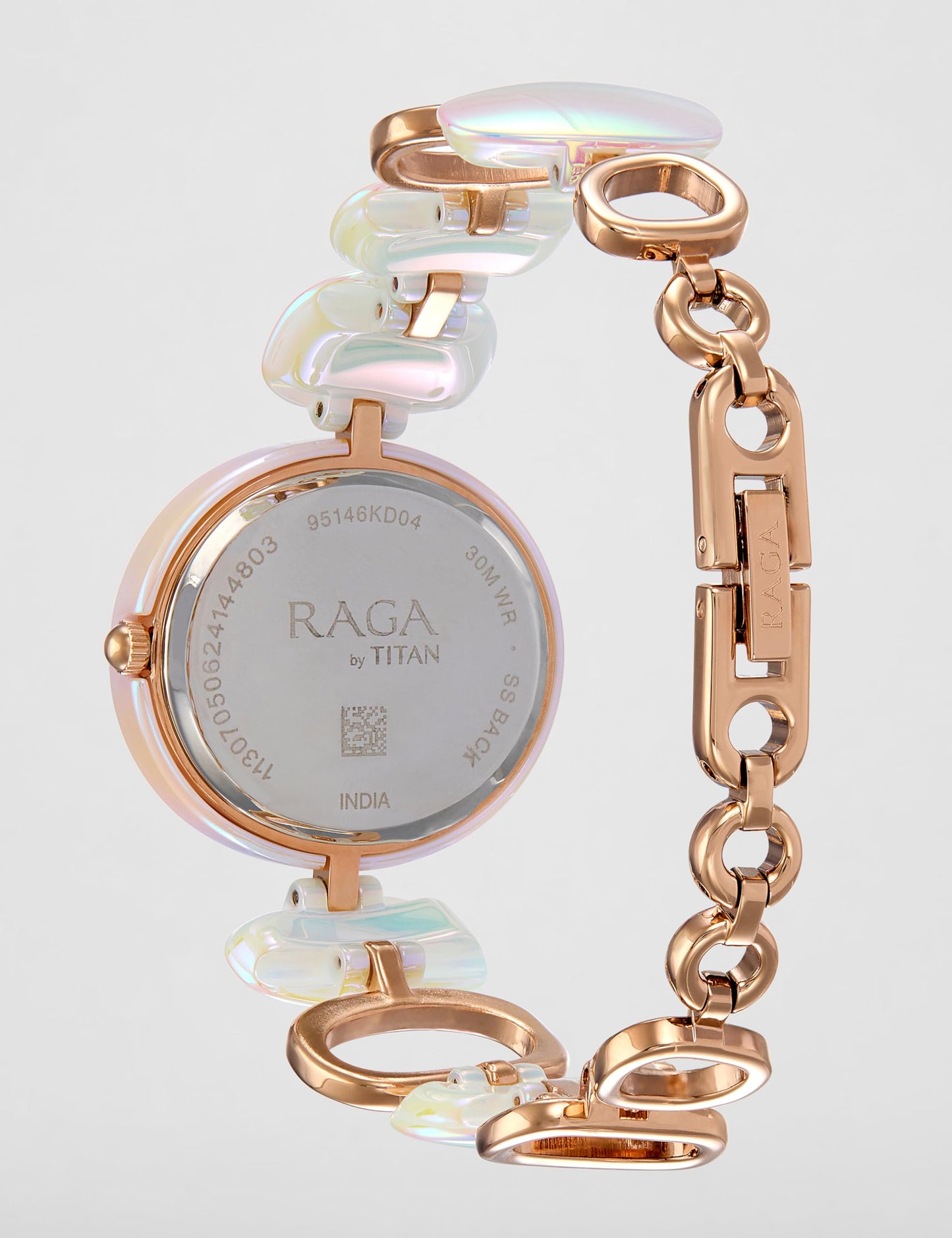 Titan Raga Ceramics Update Quartz Analog MOP Dial with Brass Strap Watch for Women