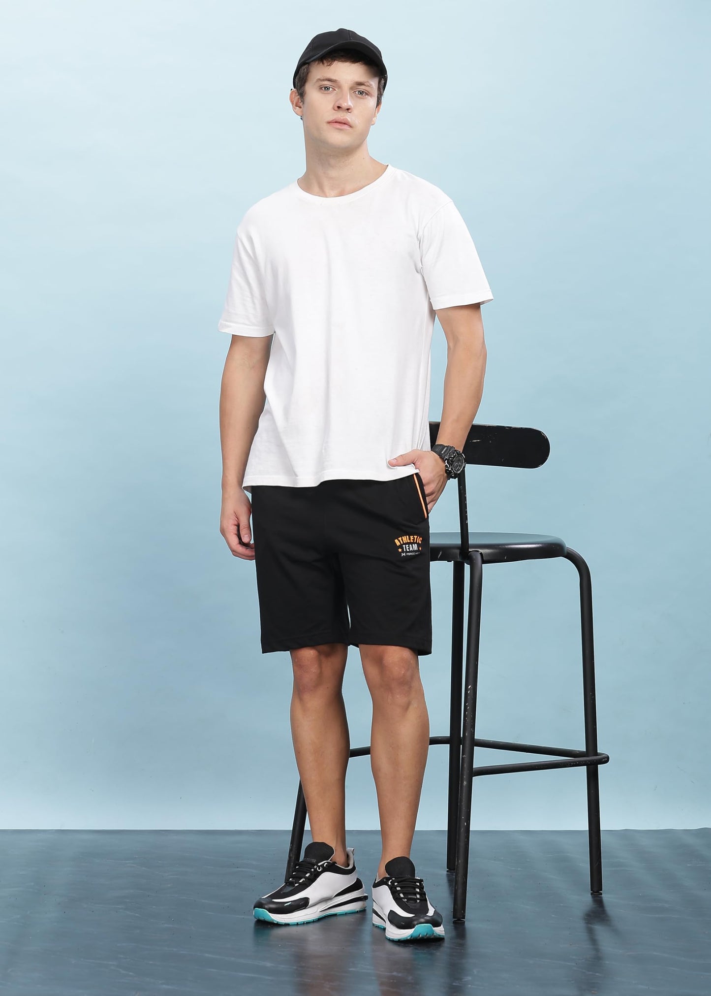 Force NXT Super Combed Cotton Mens Solid Shorts Black