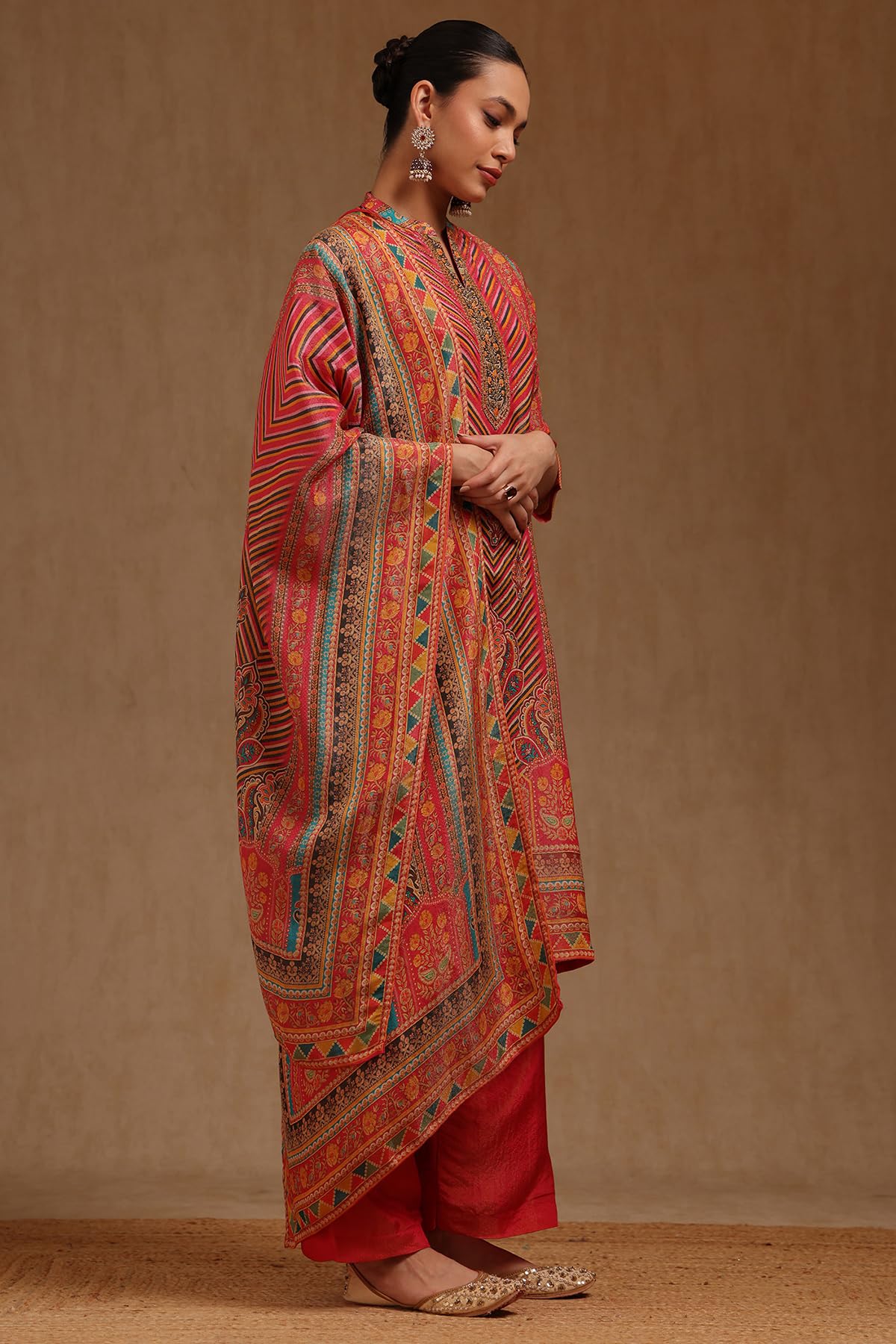 Soch Womens Fuchsia Shimmer Ethnic Salwar Suit With Cutwork