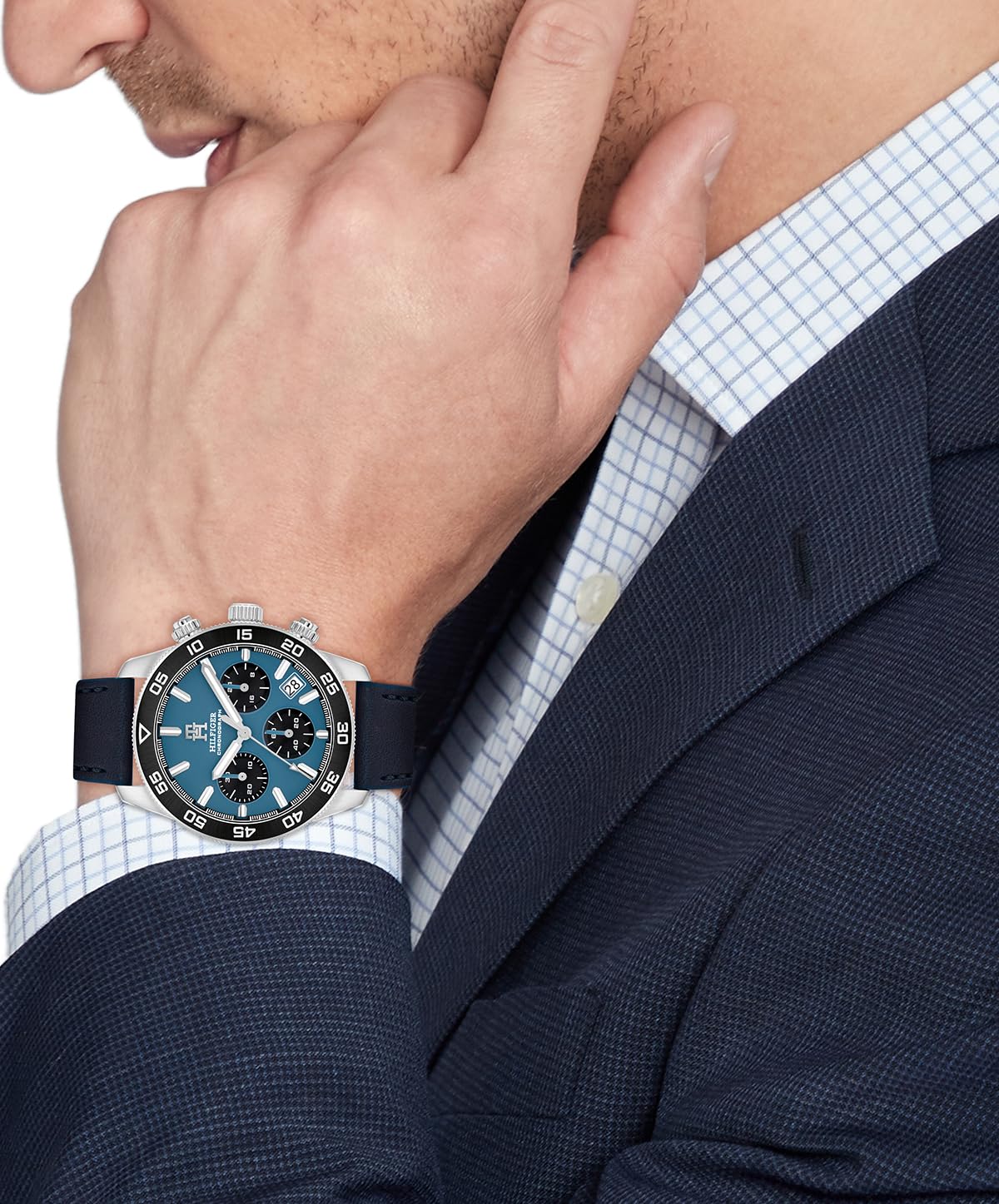 Tommy Hilfiger Th85 Quartz Analog with Blue Dial Blue Leather Strap Watch for Men - TH1792187W