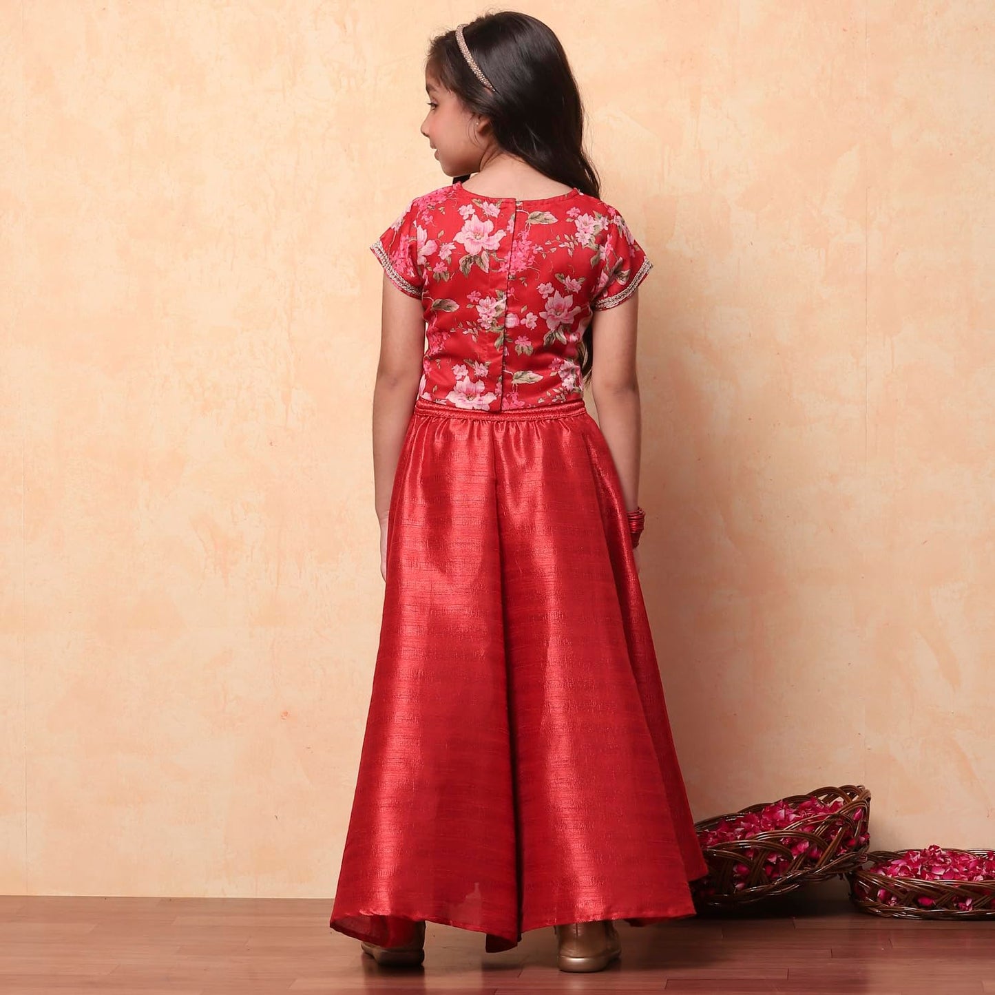 BIBA Modal Girl Printed Flared Kid Readymade Lehenga Choli (KW4432E_RED_13)