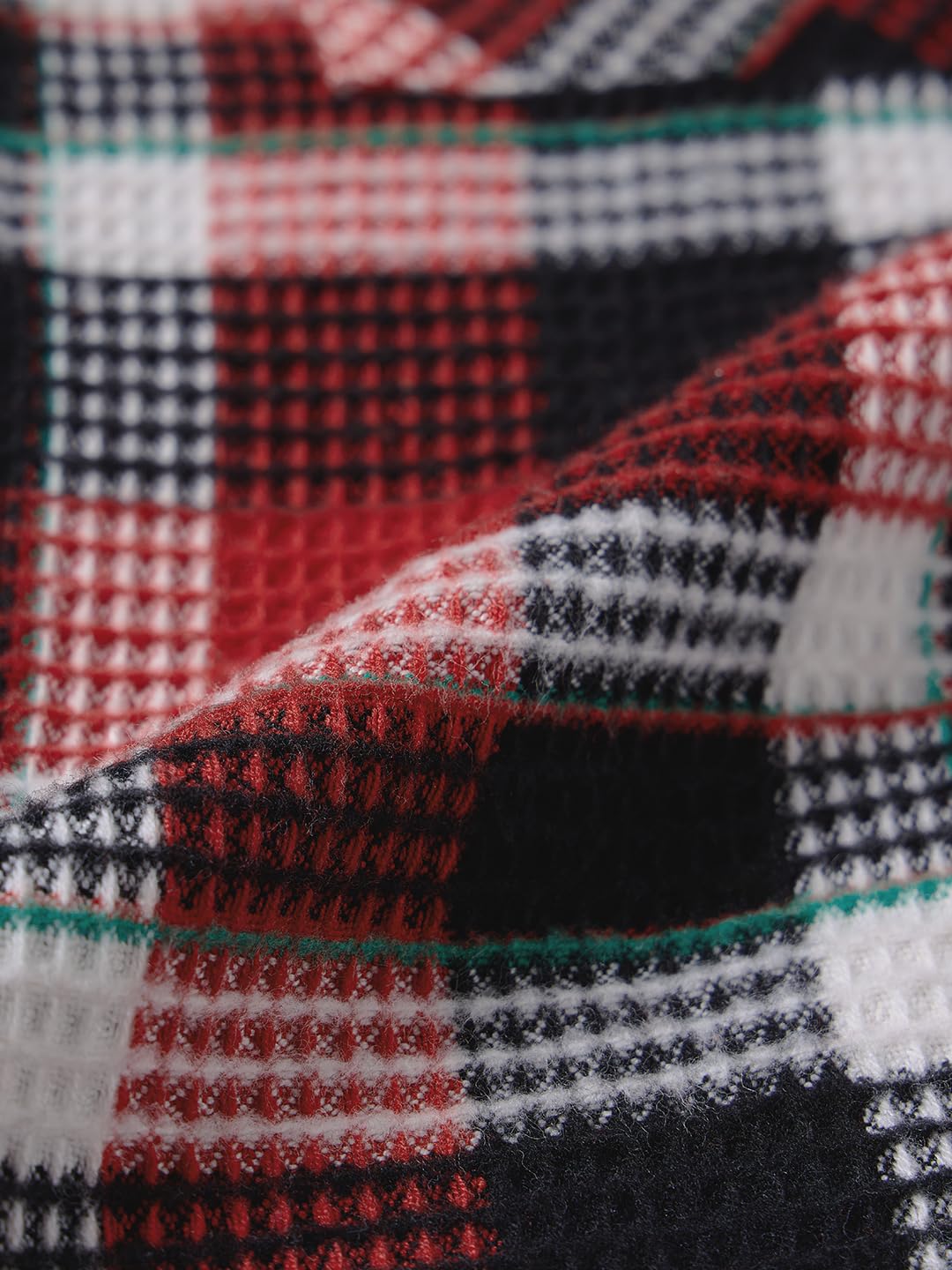 The Souled Store Plaid Shacket: Volcano Men and Boys Long Sleeves Collared Neck Button Front Red Cotton Blend Oversized Shackets