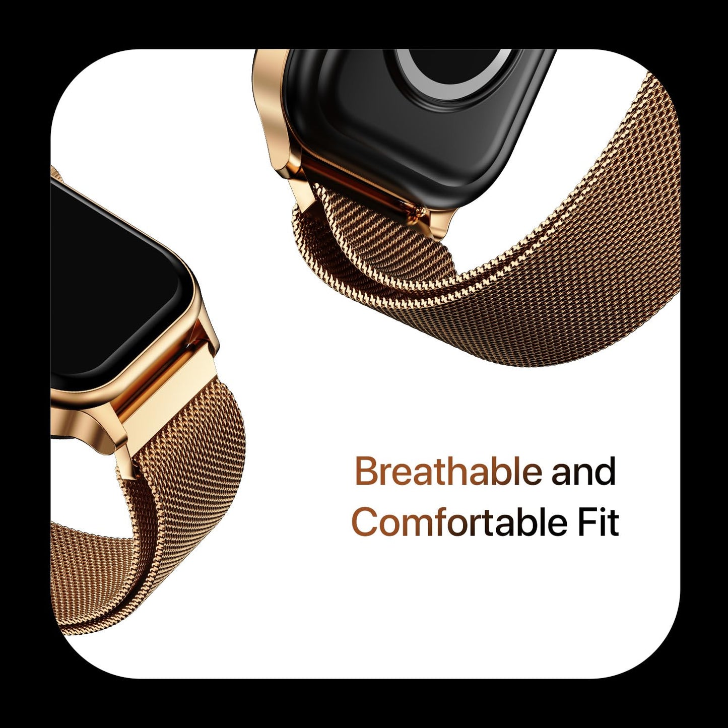 Fire-Boltt Rise Smart Watch, 1.85" HD Display, Metal Body with Bluetooth Calling, Rotating Crown, AI Voice Assistant, 120 Sports Modes, Neon UI, SpO2 & Heart Rate Monitoring (Gold Millanese)