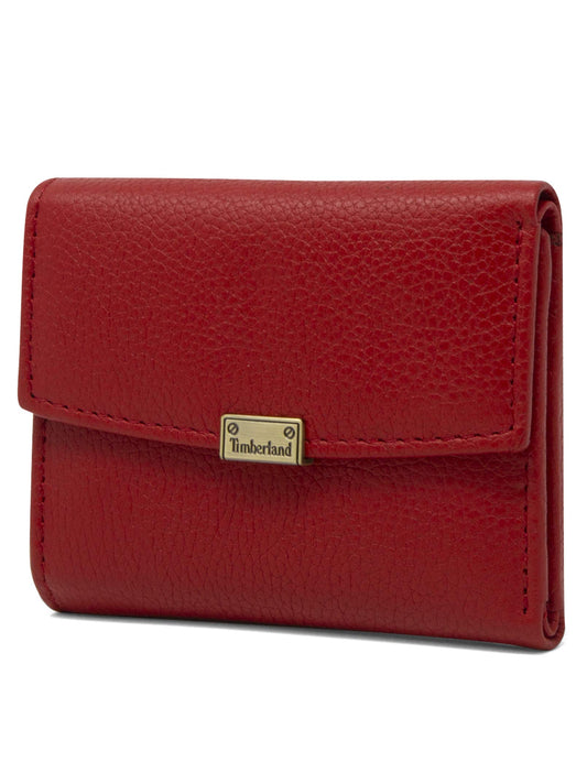 Timberland womens Leather RFID Small Indexer Snap Wallet Billfold, Red, One Size US