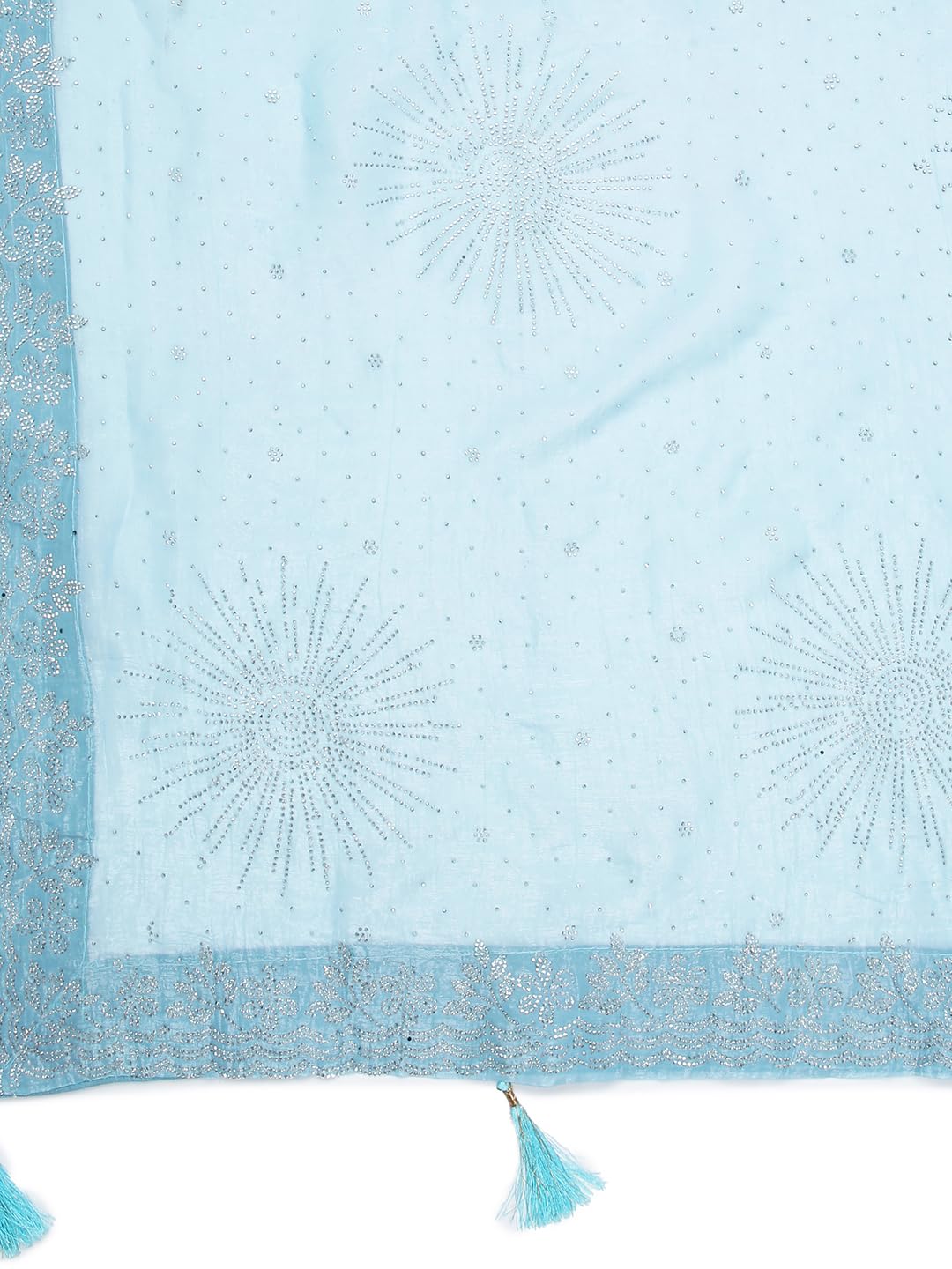 Kalyan Silks Baby Blue Color Organza Saree With Mini Stone Works On Body