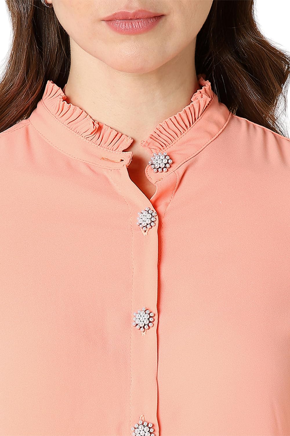 Allen Solly Women's Regular Fit Shirt (AHSFWRGFY75679_Peach