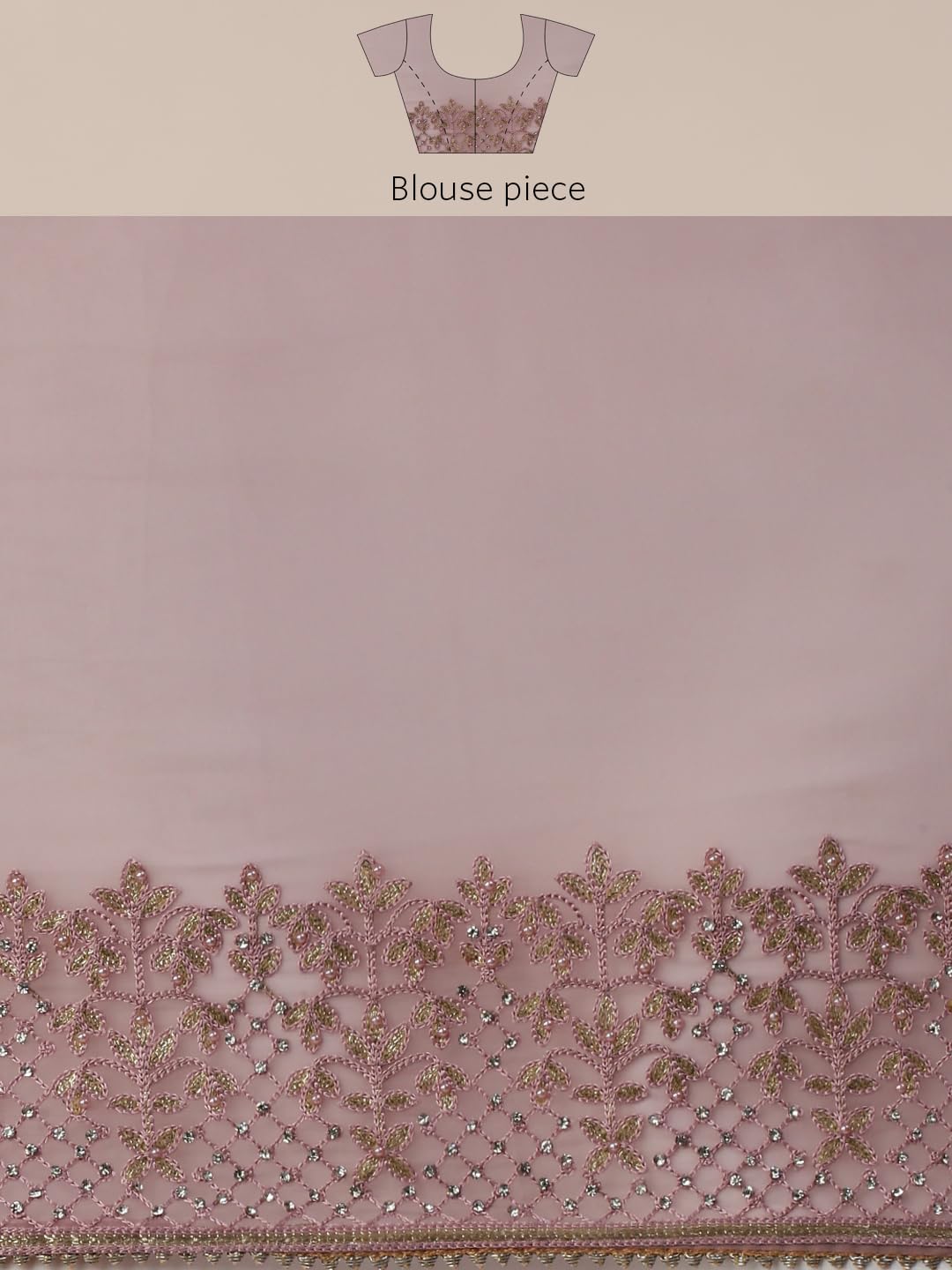 MOHEY Women's Organza Machine Resham Boota & Border Work Saree with Unstitched Blouse Piece - Purple