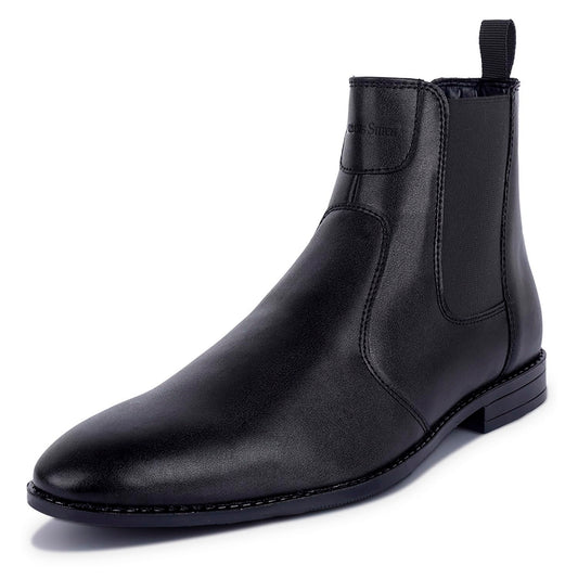 LOUIS STITCH Men's Chelsea Boots | Handcrafted | High Ankle Boot| Comfortable Formal Office & Casual Wear Shoes | Dual Tone Patina Finish | Size-UK010 Obsidian Black (LSRG_CL)