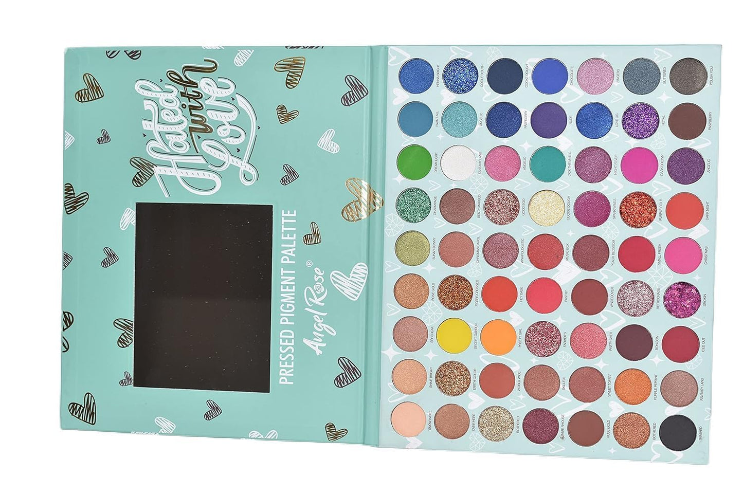 YENKY Beauty 63-Color Hated With Love Eyeshadow Palette Kit With Mirror: Glitter, Shimmer, Matte Eye Shades For Vibrant, Versatile, Long Lasting, Swiss Style Makeup, Multicolor