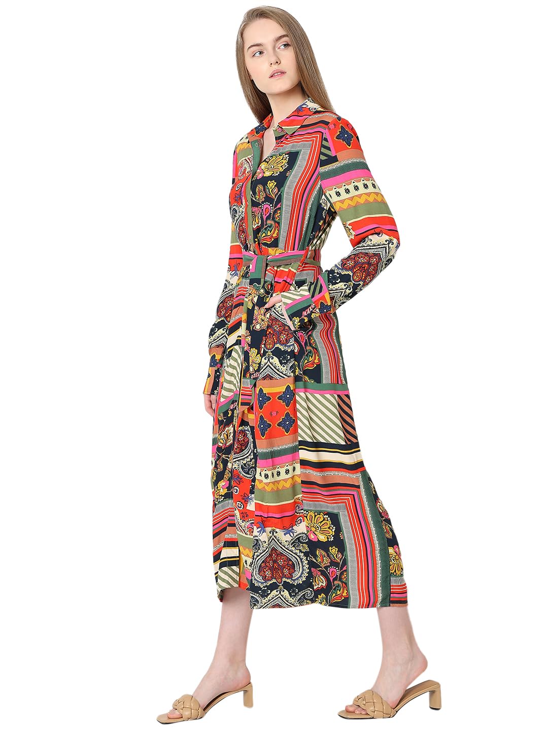 Vero Moda Women's Viscose Shirt Midi Dress (9007006-Night Sky_Night