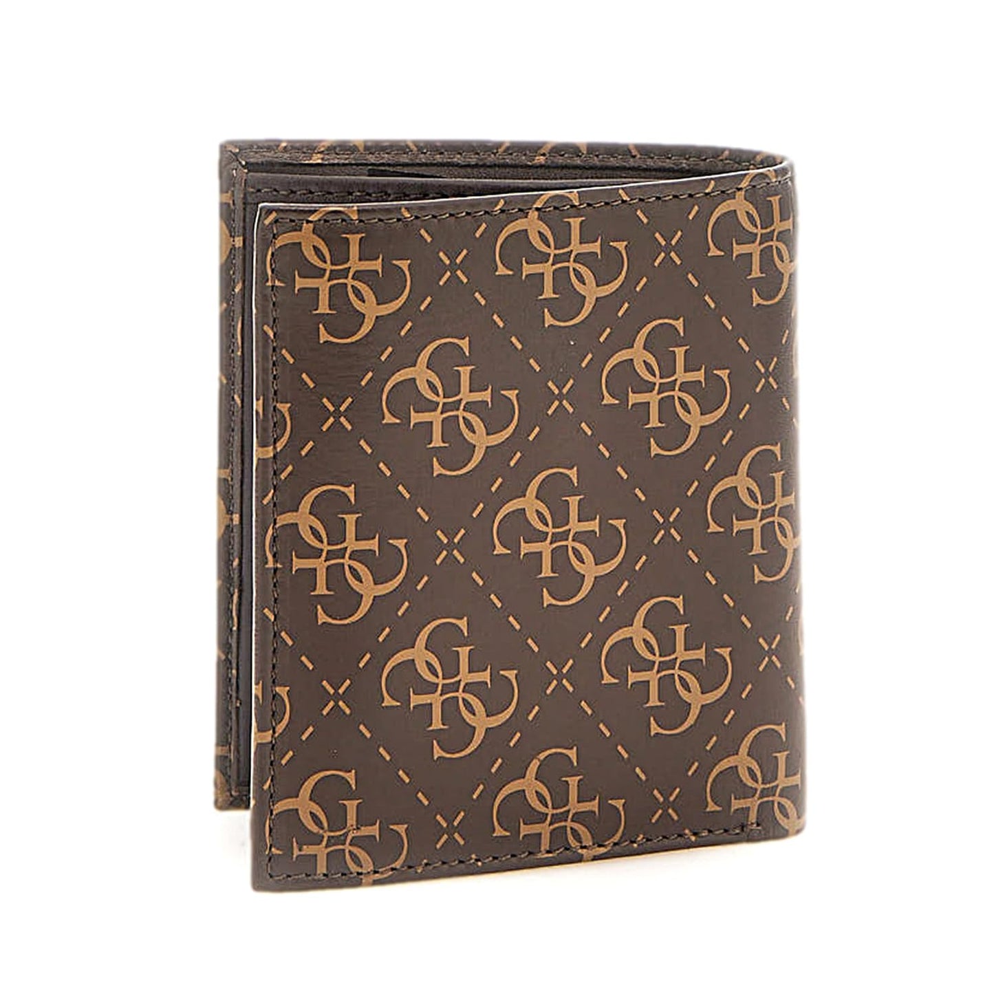 GUESS Brown Monogram Leather Bi-Fold Wallet