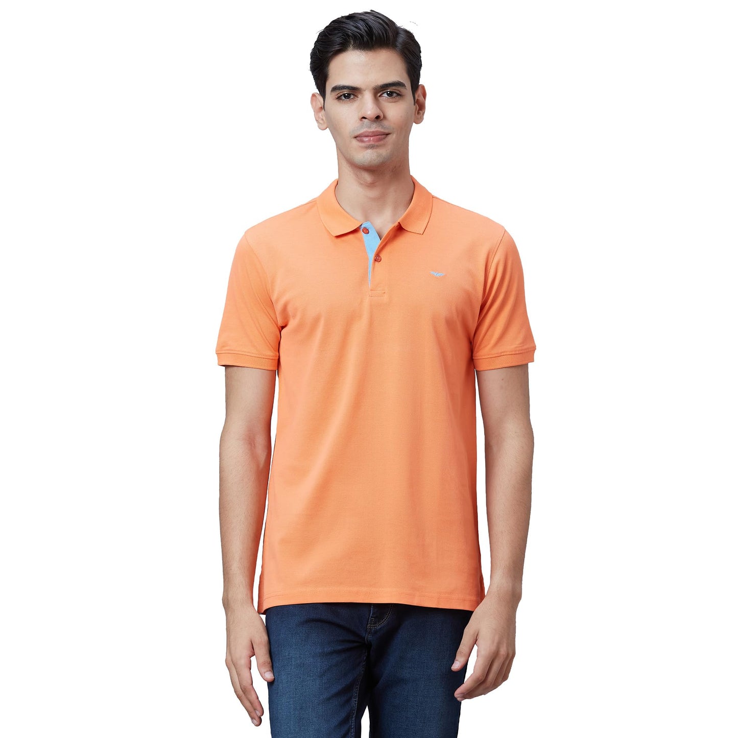 Park Avenue Men's Slim Fit Pure Cotton Half Sleeve Polo Neck Print Pattern Red Casual T-Shirt (Size: 44)-PCKB01140-R3