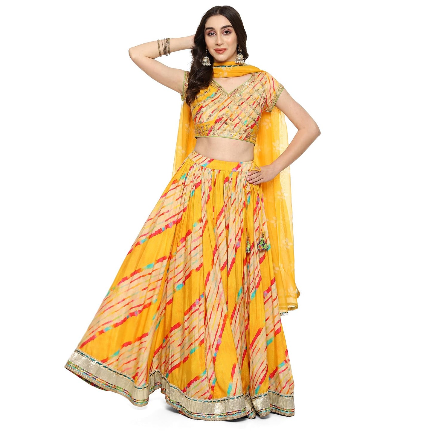 BIBA WOMEN PRINTED STRAIGHT SALWAR KURTA DUPATTA(SKDRANG8915_YELLOW_38)