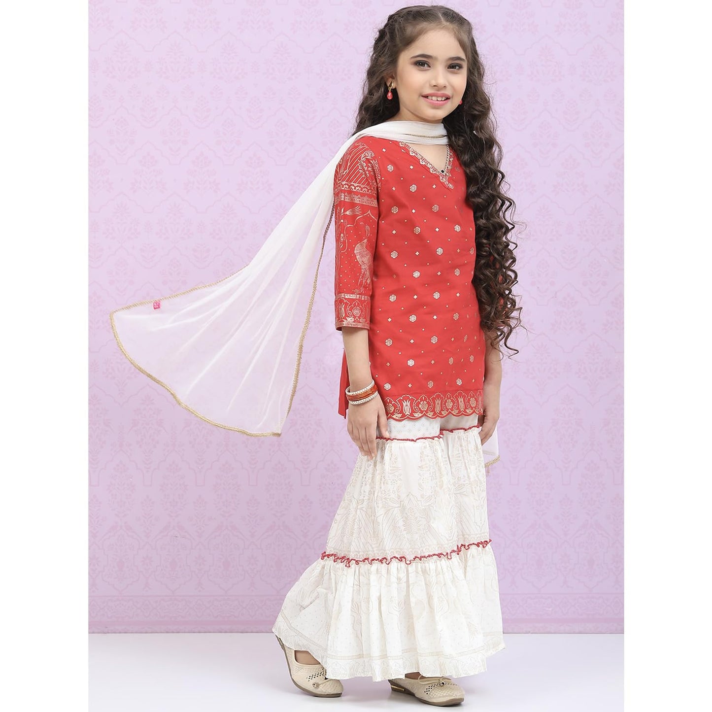 BIBA GIRL PRINTED RELAXED KID(KW4895_WHITE RED_5)