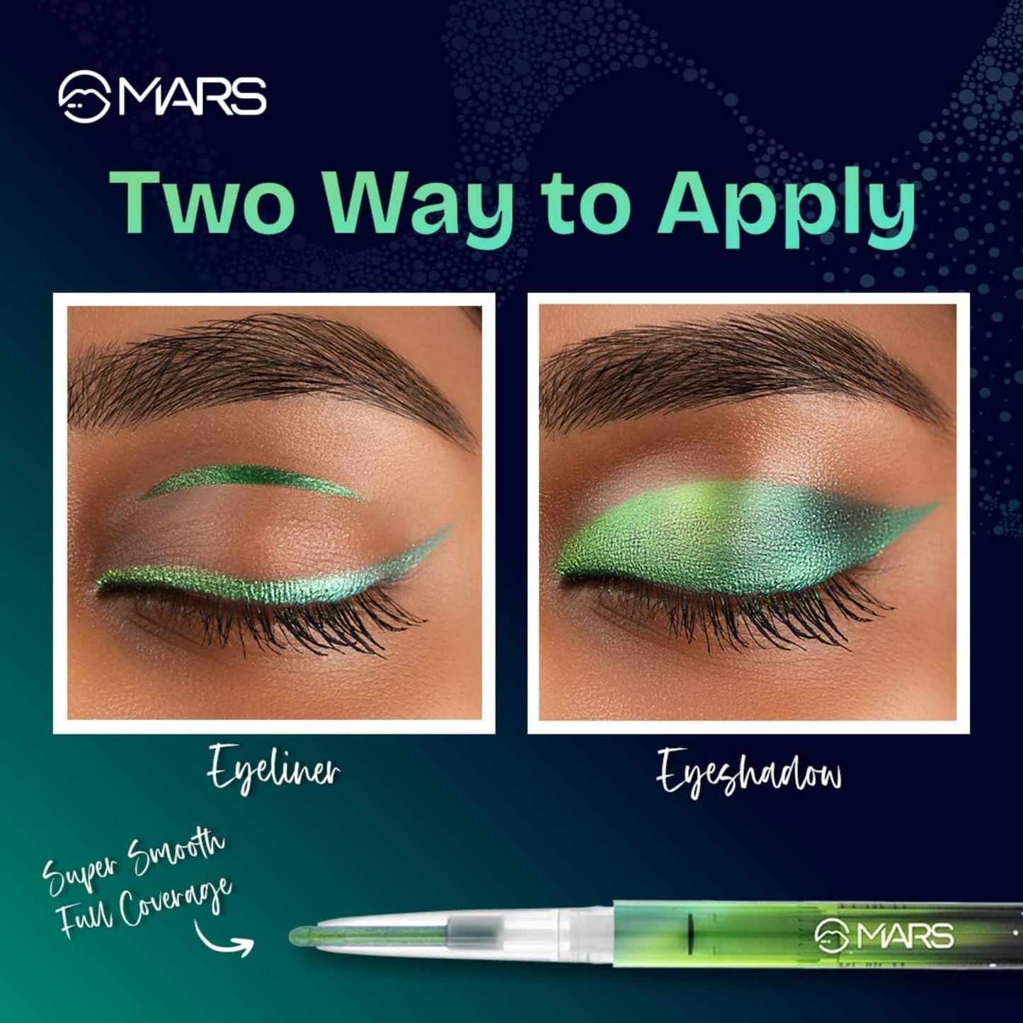MARS Northern Lights In A Pen Retractable Eyeliner (0.35gm) (01-SWEDISH AURORA) | Duo-Chrome Shimmer Effect | Long-Lasting | Water Restiant & Smudge-Resistant | Silky Smooth Glide | All Day Wear