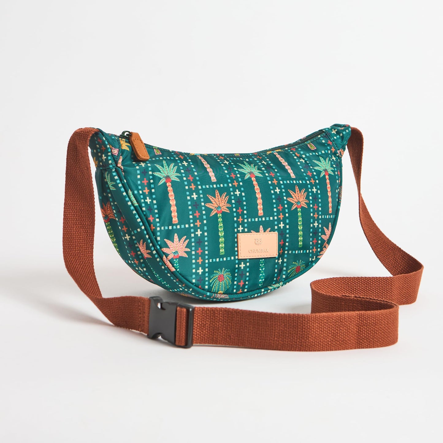 Chumbak Trippy Shoulder Bag - Palms, Digital Nomad, Fanny Bag for Women and Girls, Crossbody Purse Bag, Adjustable Strap, Mini Makeup Pouch