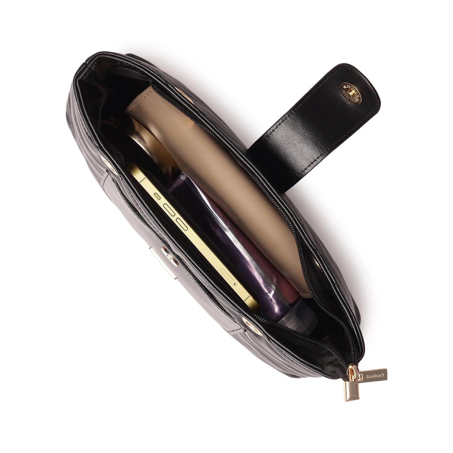 Fastrack Quilted Structured Tote Bag with Semi-Metallic Shoulder Strap for Women, Girls and Ladies