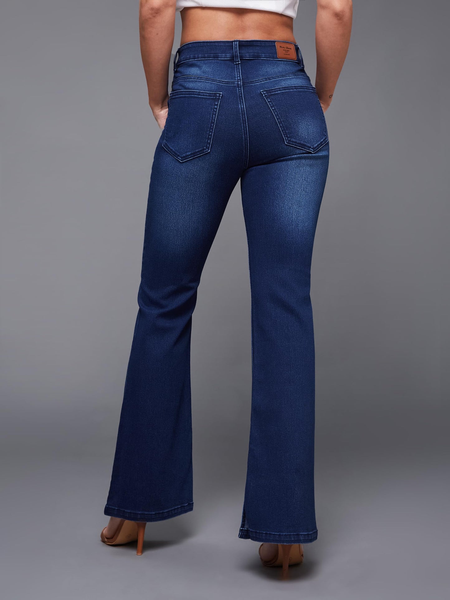 Miss Chase Women's High-Rise Regular-Length Stretchable Bootcut Denim Jeans (MCSS24DEN79-03-319-38, Midnight Blue, 38)