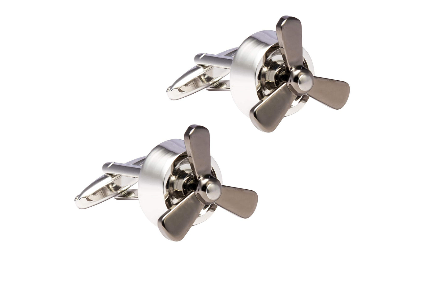 Knighthood Aeroplane Propeller Cufflinks for Men (Silver & Gun Metal)
