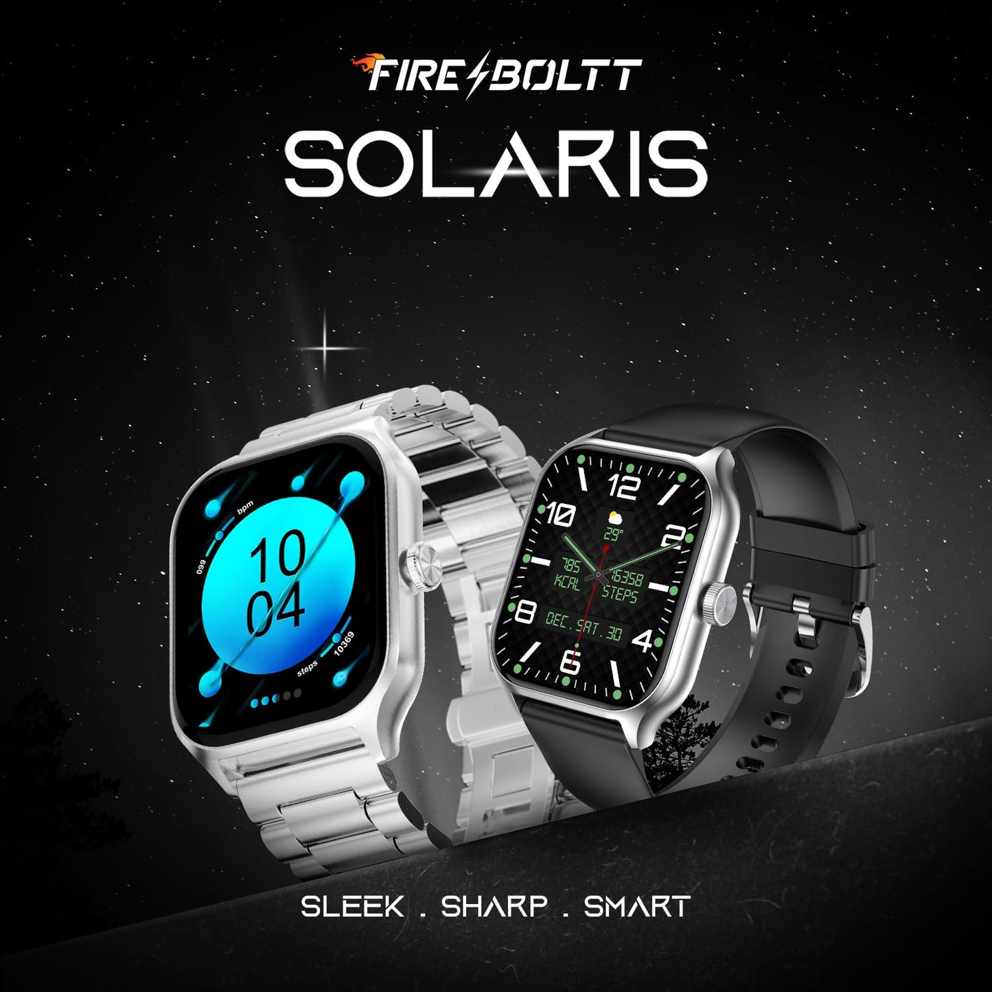 Fire-Boltt Solaris Stainless Steel Smartwatch with Free Silicone Strap, 1.78” AMOLED Always-on Display with 368 * 448 px Resolution, IP68 Water-Resistant, 2 Watches in 1 Smartwatch (Silver)