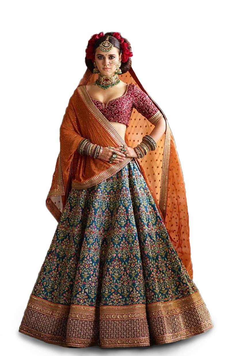 Zeel Clothing Women's Faux Silk Semi-stitched Lehenga Choli for Women (7031-Bridal-Lehenga-Women-Heavy_Blue_Free Size_New)