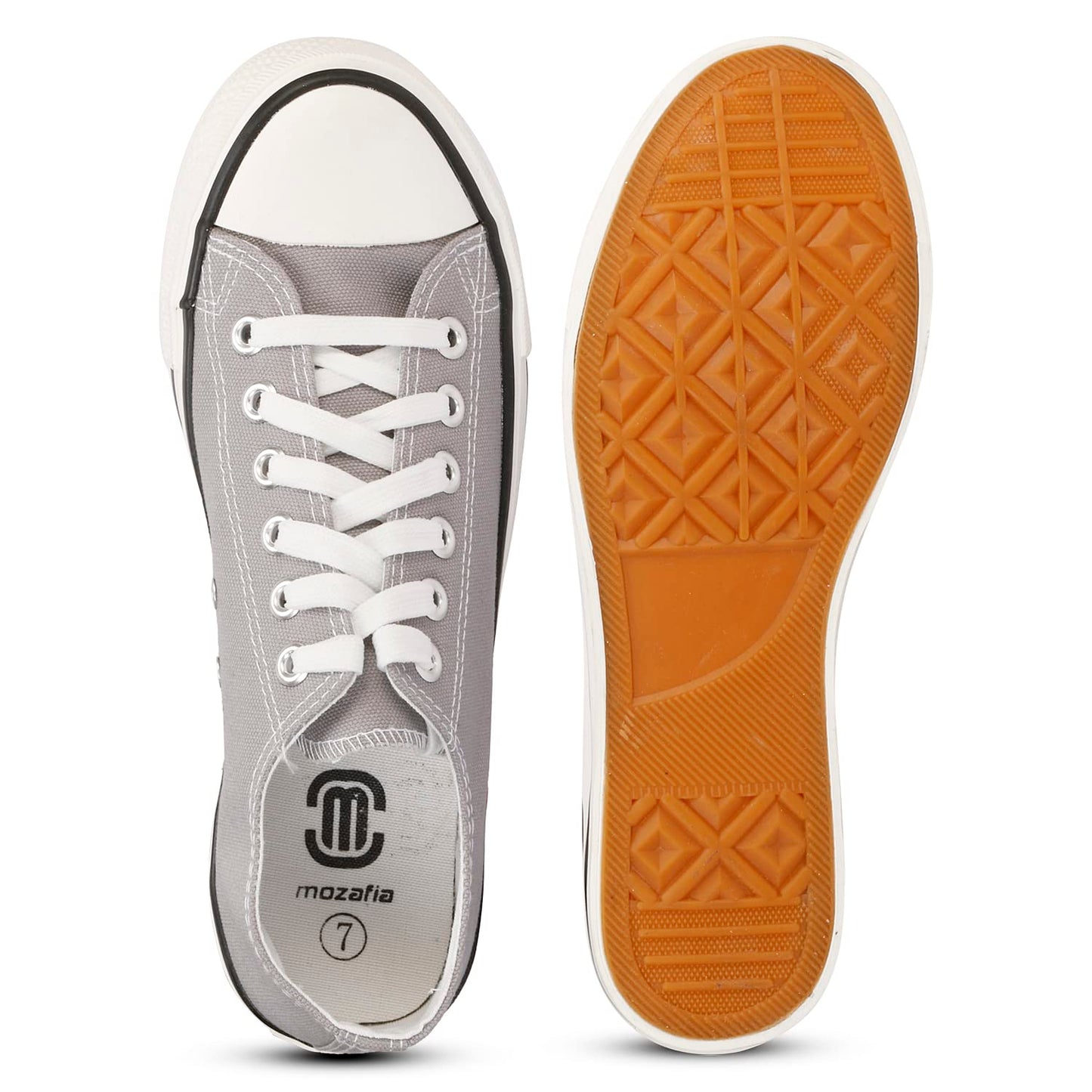 MOZAFIA Comfortable Fashion Lace-up Sneakers with Classic Low Tops Canvas Casual Shoes for Women (MZF-NW-All-Sport-Ladies-Grey-5)
