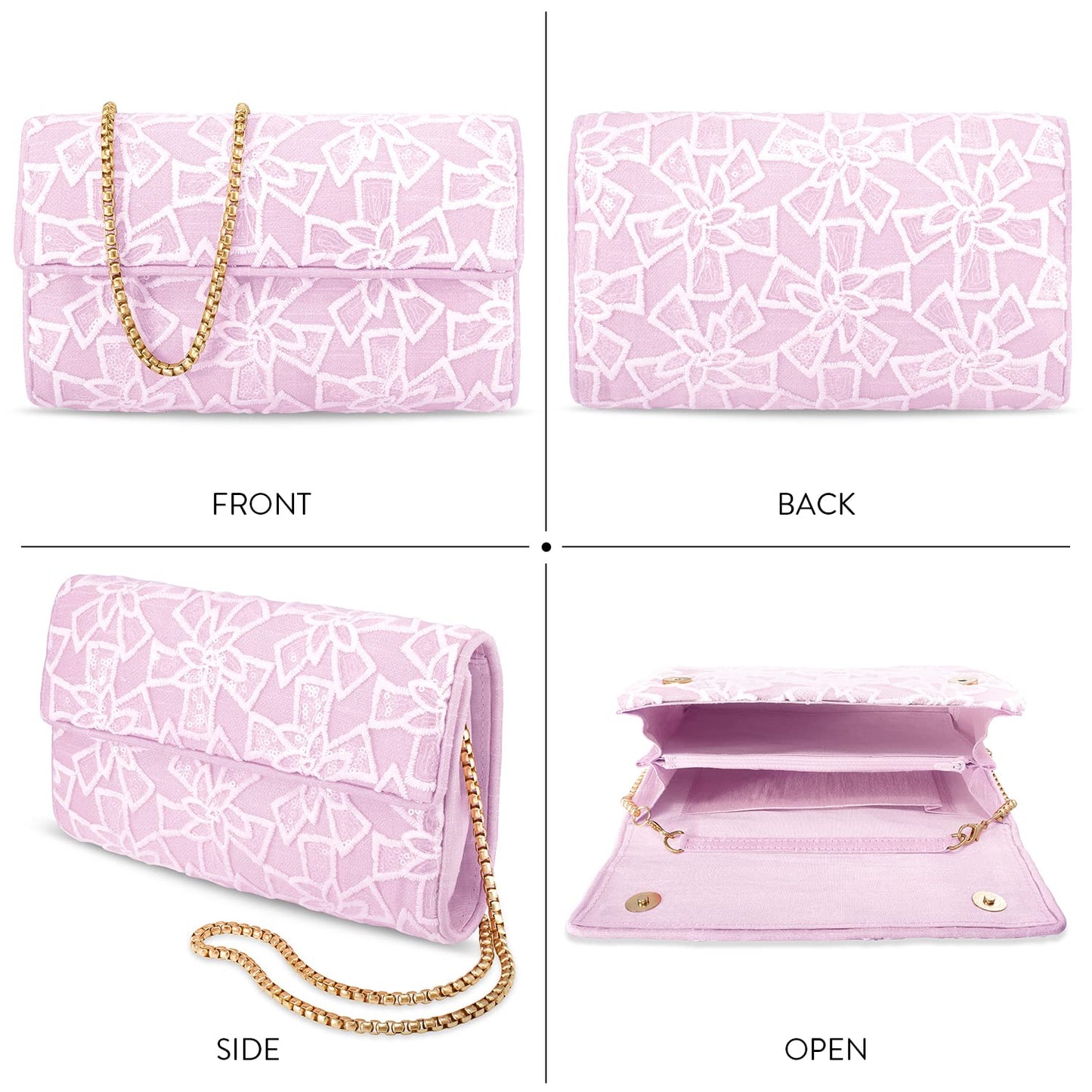 Peora Clutch Purses for Women Wedding Handmade Evening Handbags Party Bridal Clutch(C48PK)