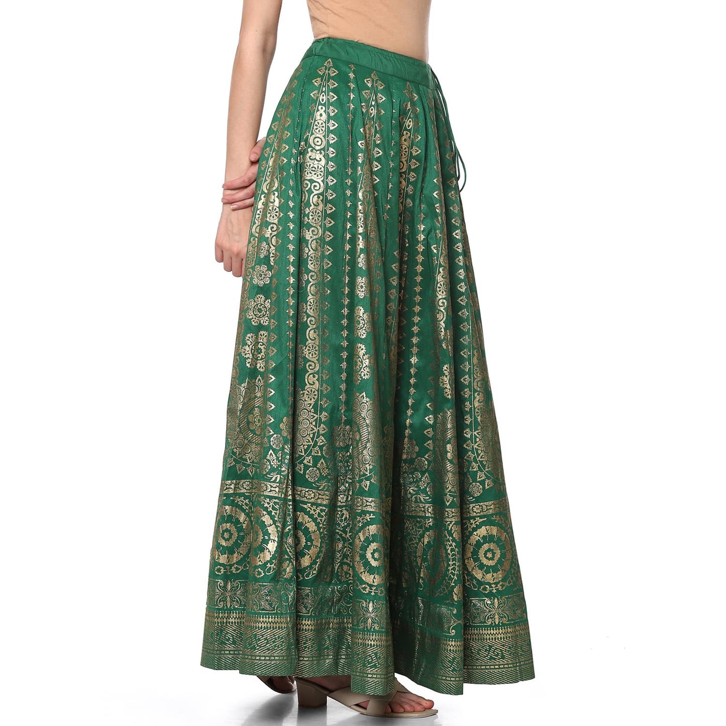 BIBA Women Printed Flared Mix and Match(SKIRTS/T18595_Green_L)