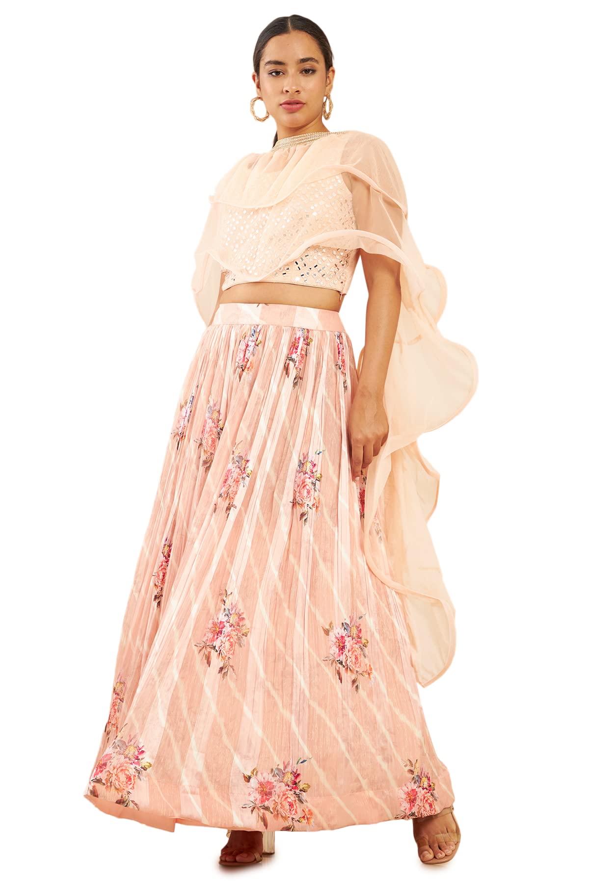 Soch Women Pink Geometric Ghagra Choli