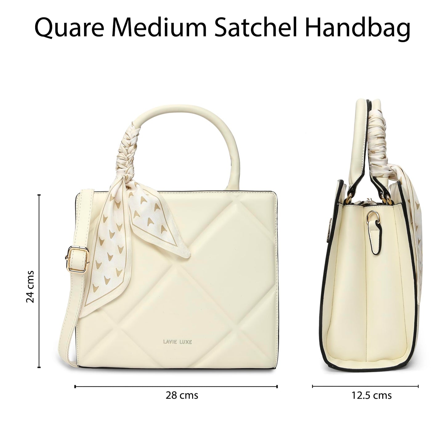 Lavie Luxe Women's Quare Large Satchel Bag | Satchel Handbag for Work | Ladies Purse | Stylish Shoulder Bag | Gift for Women