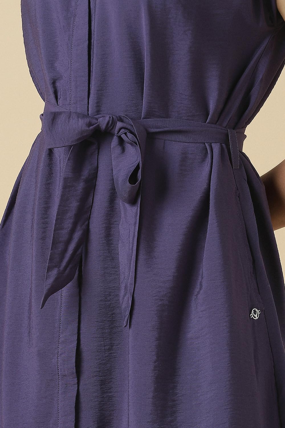 Women Purple Solid Casual Dress