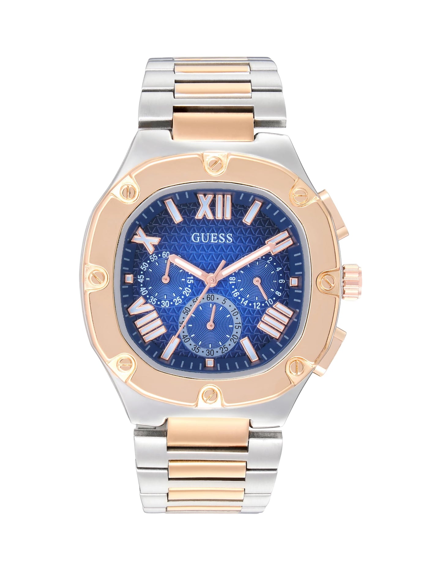 GUESS Men Blue Square Stainless Steel Dial Analog Watch- GW0572G4