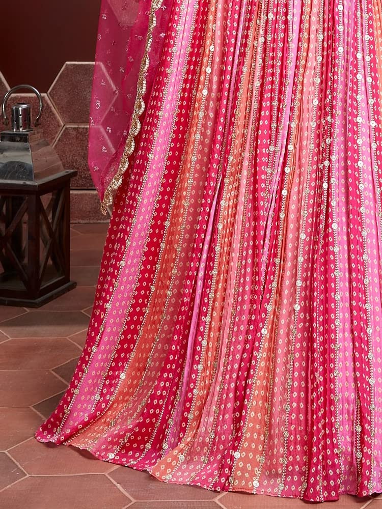 Zeel Clothing Women's Silk Embroidered Semi-Stitched Lehenga Choli for Women with Dupatta (108-Pink-Wedding-Bridal-Latest-Lehenga; Free Size)