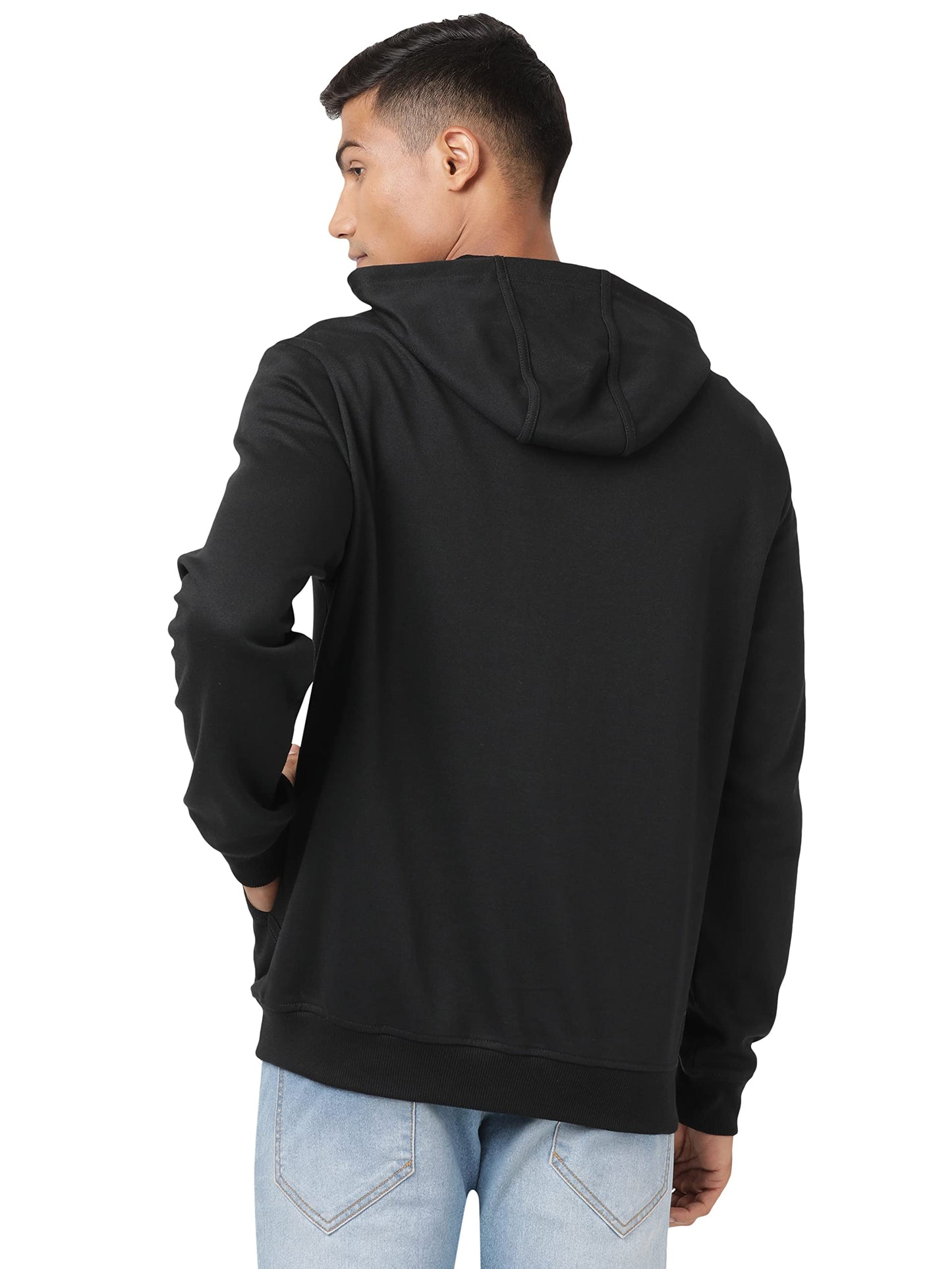 Jockey AM61 Men's Super Combed Cotton Rich Pique Fabric Ribbed Cuff Hoodie Jacket_Black_XL